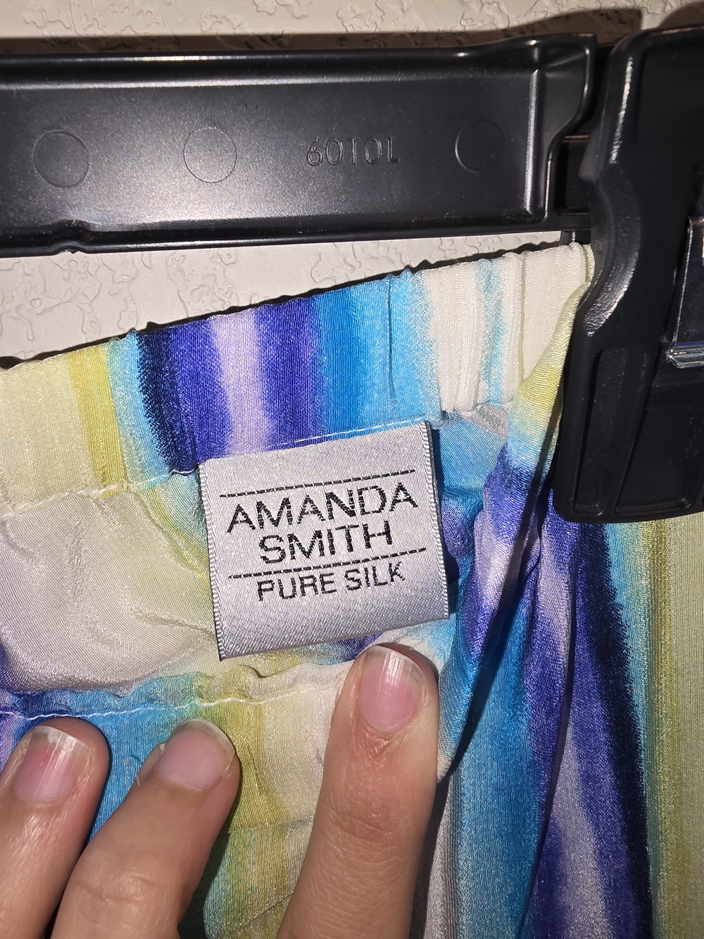 Vintage Amanda Smith 100% Pure Silk Striped Elastic Waist Lounge Pants - Picture 2 of 3